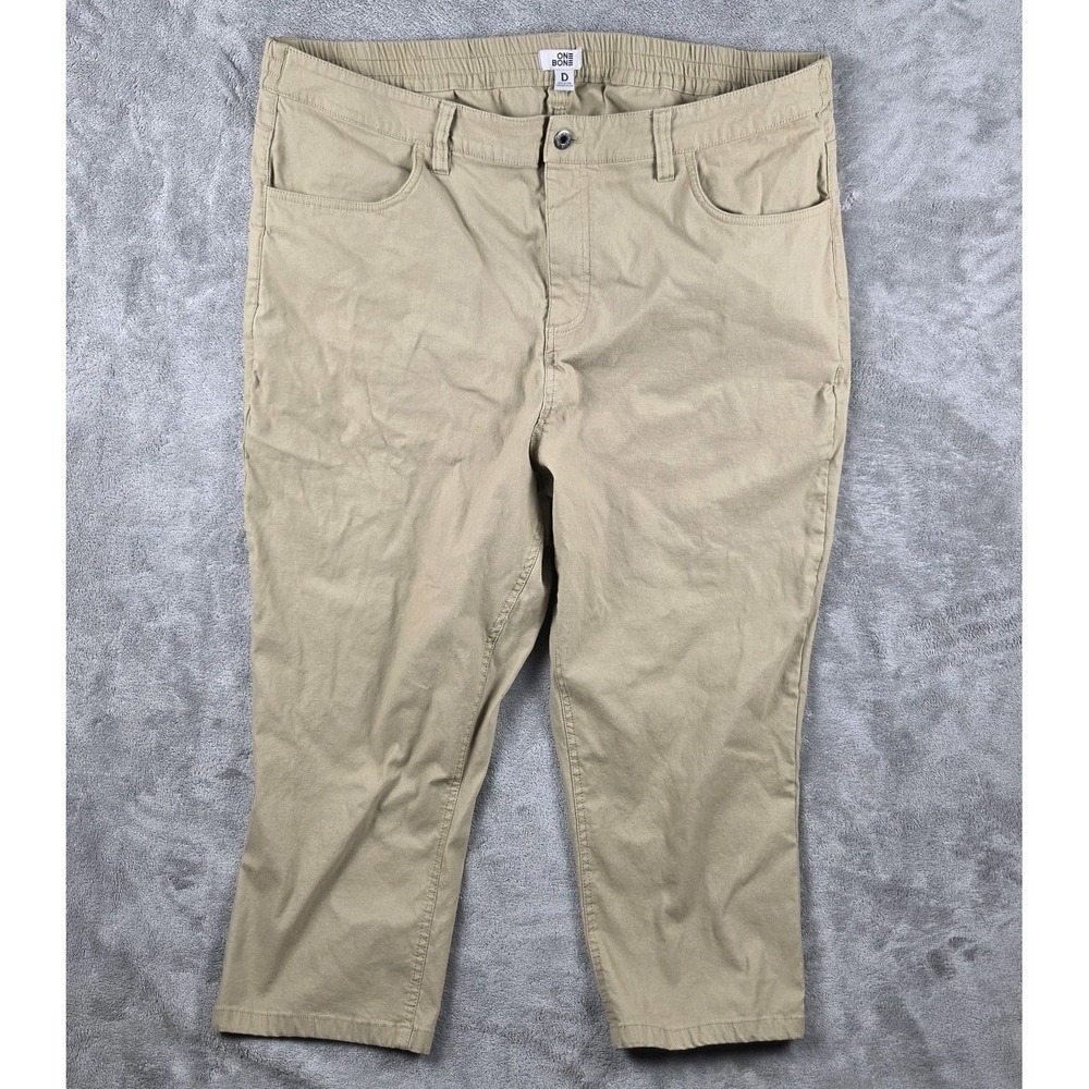 One Bone Mens Chino Pants Size D(40x22) Khaki 4 Way Stretch Work OB215
